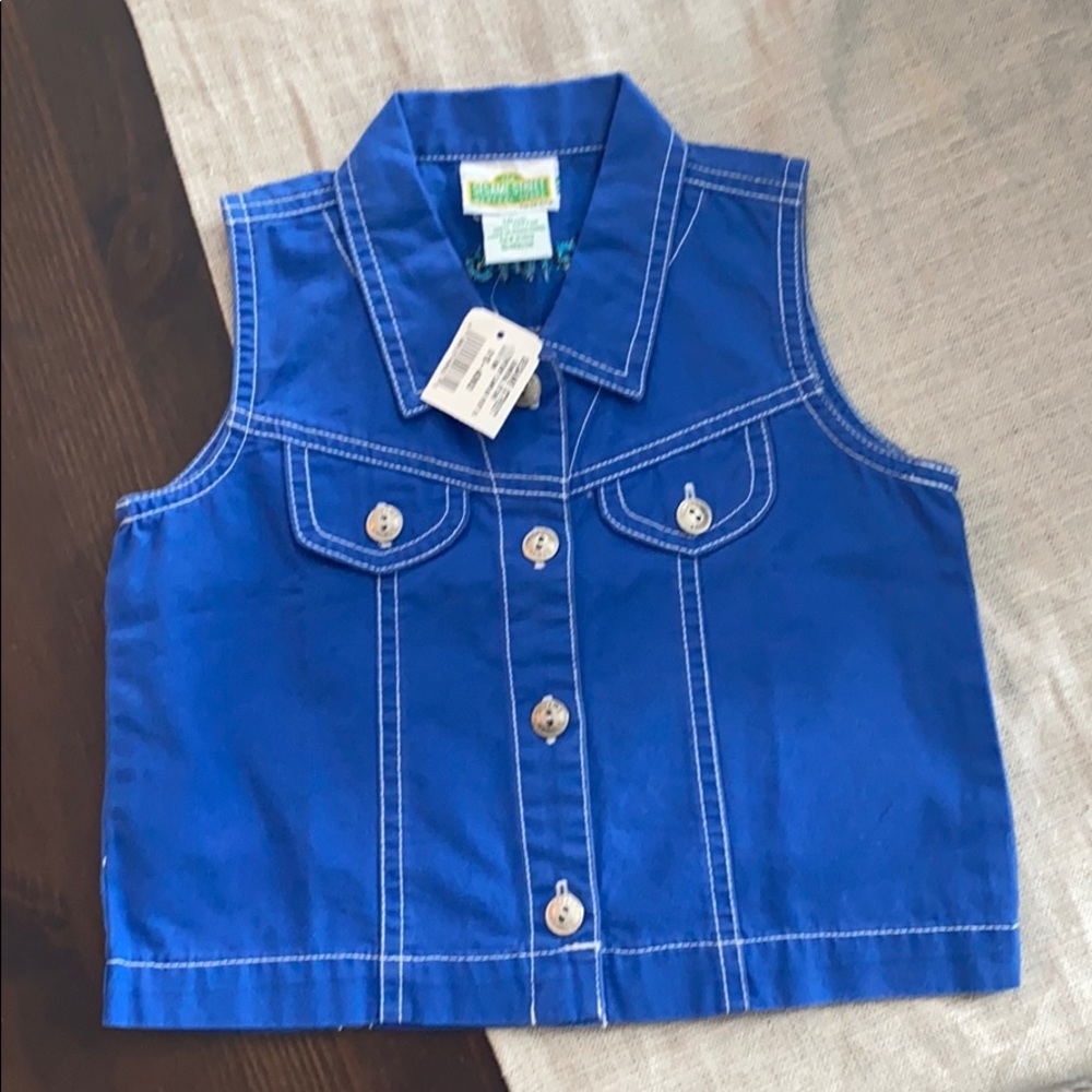Sesame Street blue vest Elmo embroidered Vintage